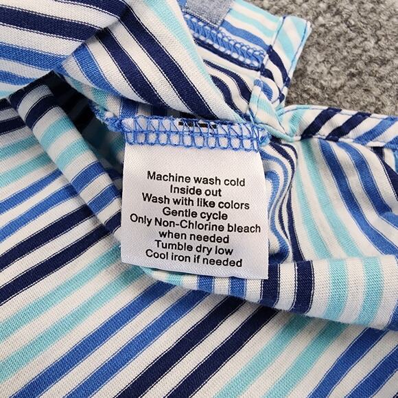 Peter Millar Polo Shirt Mens Large Blue Striped Performance Pima Golf Pocket - Picture 13 of 14